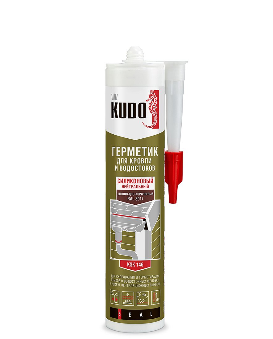 Герметик силиконовый "KUDO" KSK-146 для кровли шоколадно-коричневый 280мл (1/12шт)